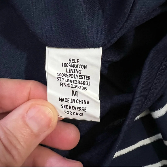 Honey Belle Navy Blue Striped Knee Length Sleeveless Dress size medium - Picture 4 of 8